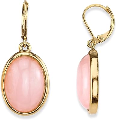 Boucles d'oreilles pendantes avec pierres précieuses ovales, bijoux semi-précieux 1928, taille s, quartz rose. Diaytar : Acheter moins cher n'a jamais été aussi facile