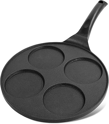 Poêle à crêpes gouges 4 trous légère en fonte d'aluminium antiadhésive
