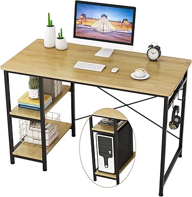 Bureau d'ordinateur scholovs 47 pouces bureau d'étude à domicile avec deux étagères