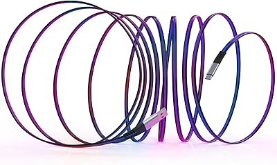 Câble usb type-c 6ft 4 couleurs changeantes, charge rapide, cordon de chargeur rapide