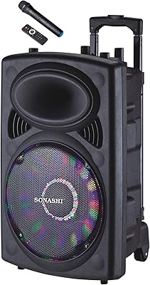 Sonashi sps-7812rt haut-parleur sur chariot rechargeable contrôle du haut-parleur bluetooth emplacement pour carte