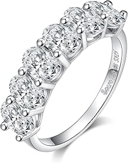 Bague de mariage ovale en moissanite 3 ct pour femme, 6 pierres