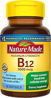 Vitamine b12 5 000 mcg, supplément de soutien au métabolisme énergétique, 60 gélules
