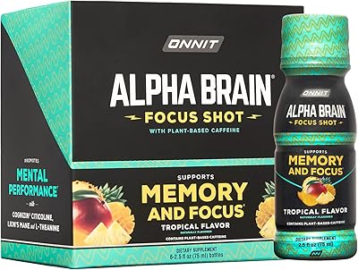 Supplément onnit alpha brain focus energy shot - énergie, concentration, humeur, stress, boisson