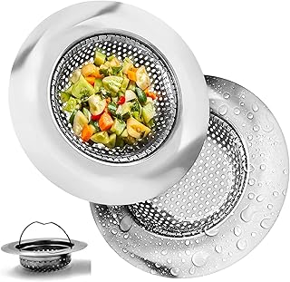 Crépine d'évier de cuisine 2 pièces égouttoir en acier inoxydable attrape-cheveux amovible