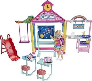 Poupée barbie club chelsea et ensemble de jeu scolaire, blond 6 pouces