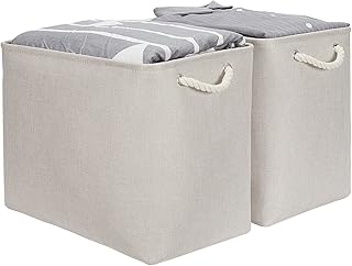 Dolmelo grands paniers de rangement en tissu avec poignées en corde pour étagères, vêtements, panier cadeau vide (beige) - lot de 2. Optimisez votre budget avec Diaytar Sénégal