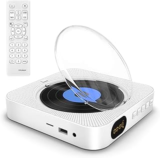 Lecteur cd portable avec bluetooth, lecteur de musique cd mural avec haut-parleurs hi-fi