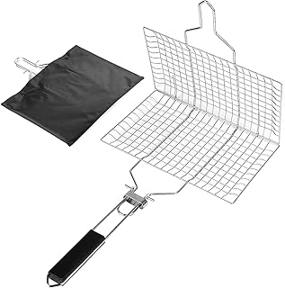 Panier de gril en acier inoxydable, panier de gril portable avec poignée amovible