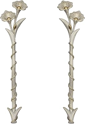 PAIRE DE POIGNÉES DE PORTE DÉCORATIVES FAITES À LA MAIN, AVEC FLEURS