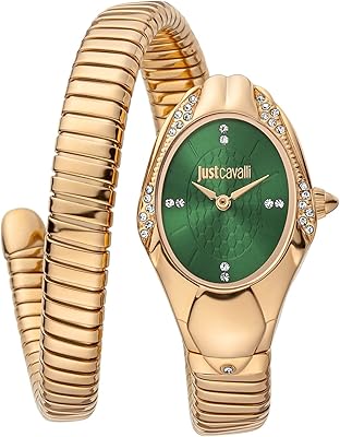 Montre à quartz analogique just cavalli pour femme avec bracelet en acier inoxydable