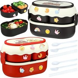 Boîte à lunch bento empilable étanche avec 3 compartiments, portable pour enfants d'âge préscolaire, avec poignée allant au micro-ondes, collations avec étiquettes pour enfants et pique-niques. Diaytar : La plateforme qui démocratise le shopping en ligne au Sénégal