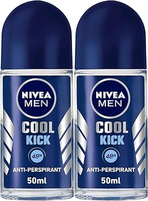 Déodorant nivea men cool kick, roll-on, parfum frais, 50 ml, paquet de 2