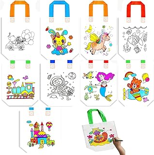 10 paquets de sacs à colorier graffiti réutilisables et écologiques mignons pour la fête