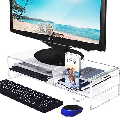 Support de moniteur en acrylique de luxe ikey design, support d'ordinateur pour la maison