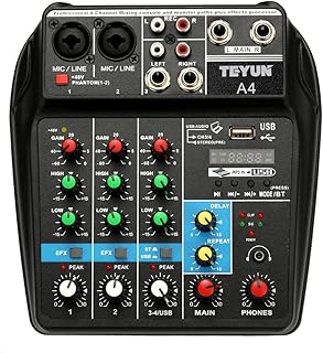 Console de mixage audio, enregistrement tu04 bt, moniteur d'alimentation fantôme 5v 2a, pistes