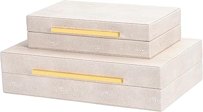 Sisi lot de 2 boîtes décoratives en simili cuir galuchat grandes décoration intérieure