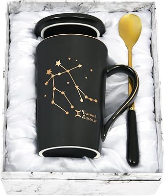 Yhrjwn cadeaux gémeaux pour femmes tasse à café étoile signe du zodiaque