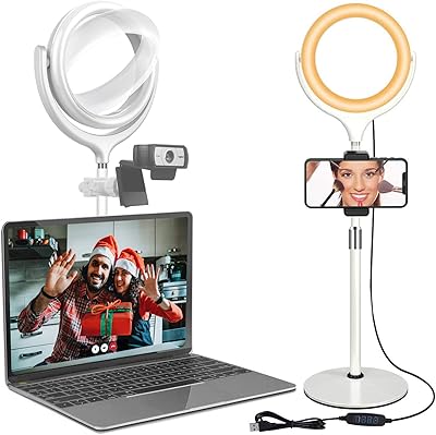 Kit d'éclairage de vidéoconférence pour réunions zoom anneau lumineux de bureau avec support