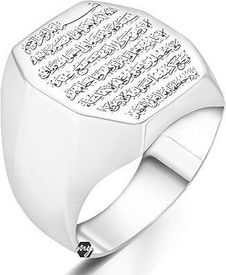 Bague pour homme en argent sterling 925 avec des versets du trône