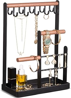 Support organisateur de bijoux process avec plateau, présentoir à bijoux en métal, support