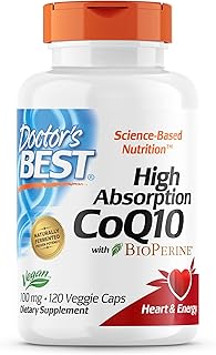 Doctor's best, coq10 à haute absorption avec biopérine, 100 mg, 120 gélules végétales