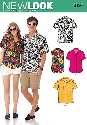 Simplicité u06197a new look chemise facile à coudre pour femmes et hommes