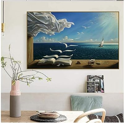 Le livre des vagues salvador dali image imprimée sur toile pour la décoration de la maison taille 70 x 100 cm / 27,5" x 39,4" sans cadre. Diaytar : Votre allié pour des achats malins et économiques