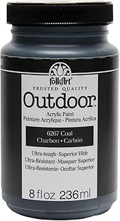 Peinture acrylique d'extérieur de couleurs assorties folk art (8 oz), charbon de bois