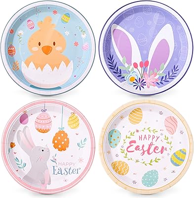 Assiettes en carton de pâques homix en vrac 48 pièces assiettes jetables