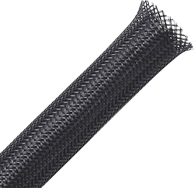25 pieds 15" gaine tressée en pet flexible noir de câble