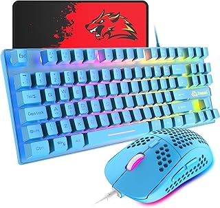 Combo clavier et souris de jeu, clavier compact à sensation mécanique rétroéclairé arc-en-ciel