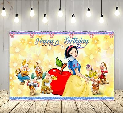 5x3 pieds thème blanche-neige fête d'anniversaire toile de fond princesse thème blanche-neige bannière