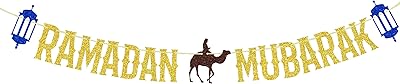 Bannière ramadan moubarak, décorations du parti islamique pour célébrer l'aïd islamique, guirlande