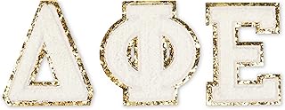 Sorority shop delta phi epsilon chenille patchs avec dos adhésif, lot de 3