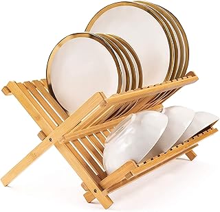 Égouttoir à vaisselle pliable en bambou kh, égouttoir à vaisselle à 2 couches