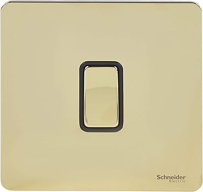 Interrupteur intermédiaire à panneau plat sans vis en laiton brossé schneider electric