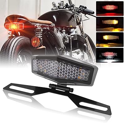 Feu arrière de moto feu led avec support d'immatriculation clignotants 12 v intégrés