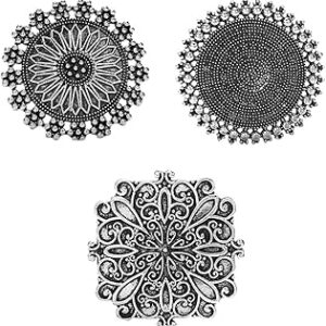 Bagues afghanes plaquées argent oxydé yubella pour femmes et filles (taille réglable, lot de 3, style 1). Diaytar : L'excellence du service, la douceur des prix