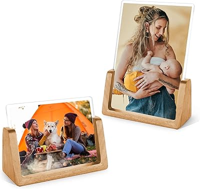Cadre photo xplds 2 pièces, cadre en bois et verre hd, affichage photo