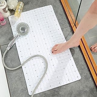 Tapis de bain de massage antidérapant en pvc antibactérien avec ventouse (b-blanc)