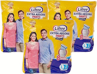 Couches lifree extra sorb, taille l (2 pièces) couches unisexes pour adultes (paquet