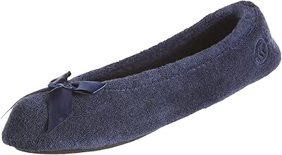 Pantoufles ballerines en tissu éponge pour femmes avec nœud pour un confort intérieur