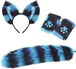 Ensemble de gants en fausse fourrure avec motif queue de chat, de loup