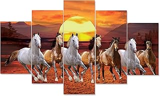 Saumik craft ensemble de 5 pièces sept chevaux courant vastu peinture murale