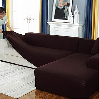 Housses de canapé sectionnelles en forme de l en élasthanne extensible dabaizi