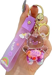 Porte-clés ours liquide kawaii, mignon ours des sables mouvants pour sac, bracelet, porte-clés
