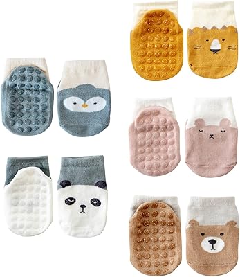 Chaussettes antidérapantes pour enfants 5 paires de chaussettes confortables et respirantes