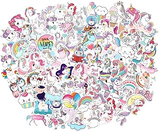100 pièces mignon licorne autocollants pack vinyle bouteille d'eau ordinateur