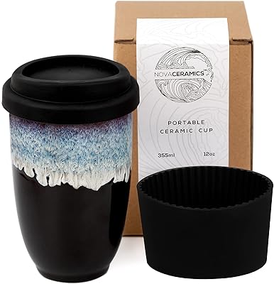 Tasse à café réutilisable nova ceramics tasse de voyage en céramique avec couvercle